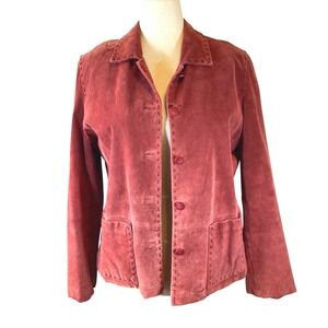 Bernardo Womens Genuine Suede Leather Whipstitch Jacket Red XL FO 2101